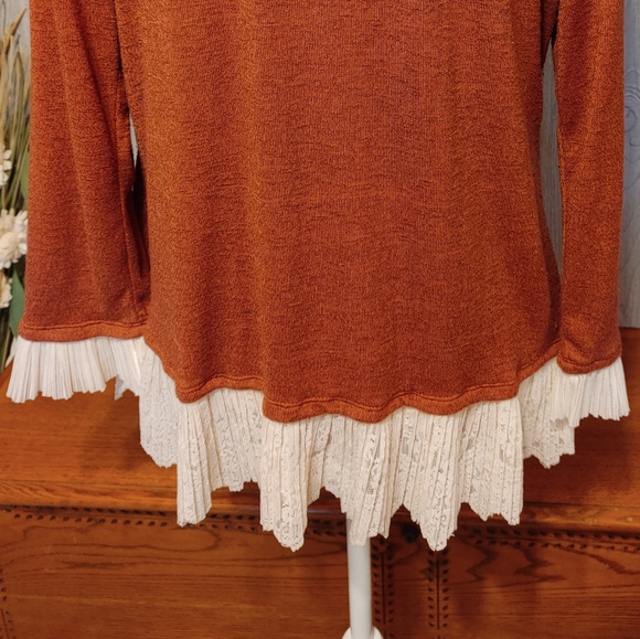 Zac and Rachel long sleeve knit with lace pullover sz L - Picture 3 of 7